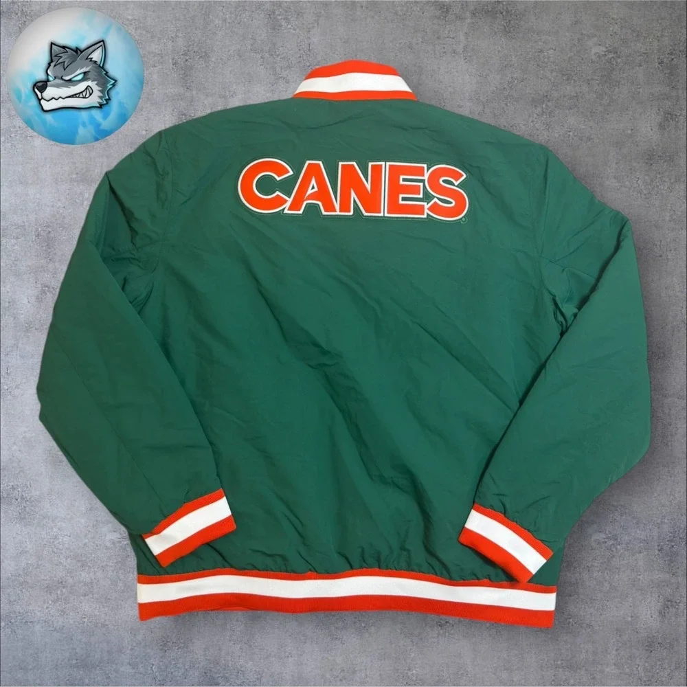 NWT Adidas Miami Hurricanes Coaches Dugout Jacket Green Men's Size 2XL JM9976